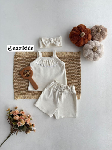 🎀ست ۳ تیکه تاپ،شورتک و هدبند 🎀