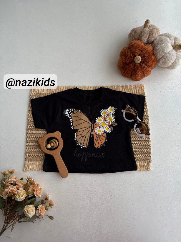 🎀تیشرت مشکی دخترانه پروانه🎀