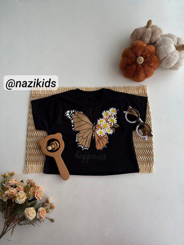 🎀تیشرت مشکی دخترانه پروانه🎀
