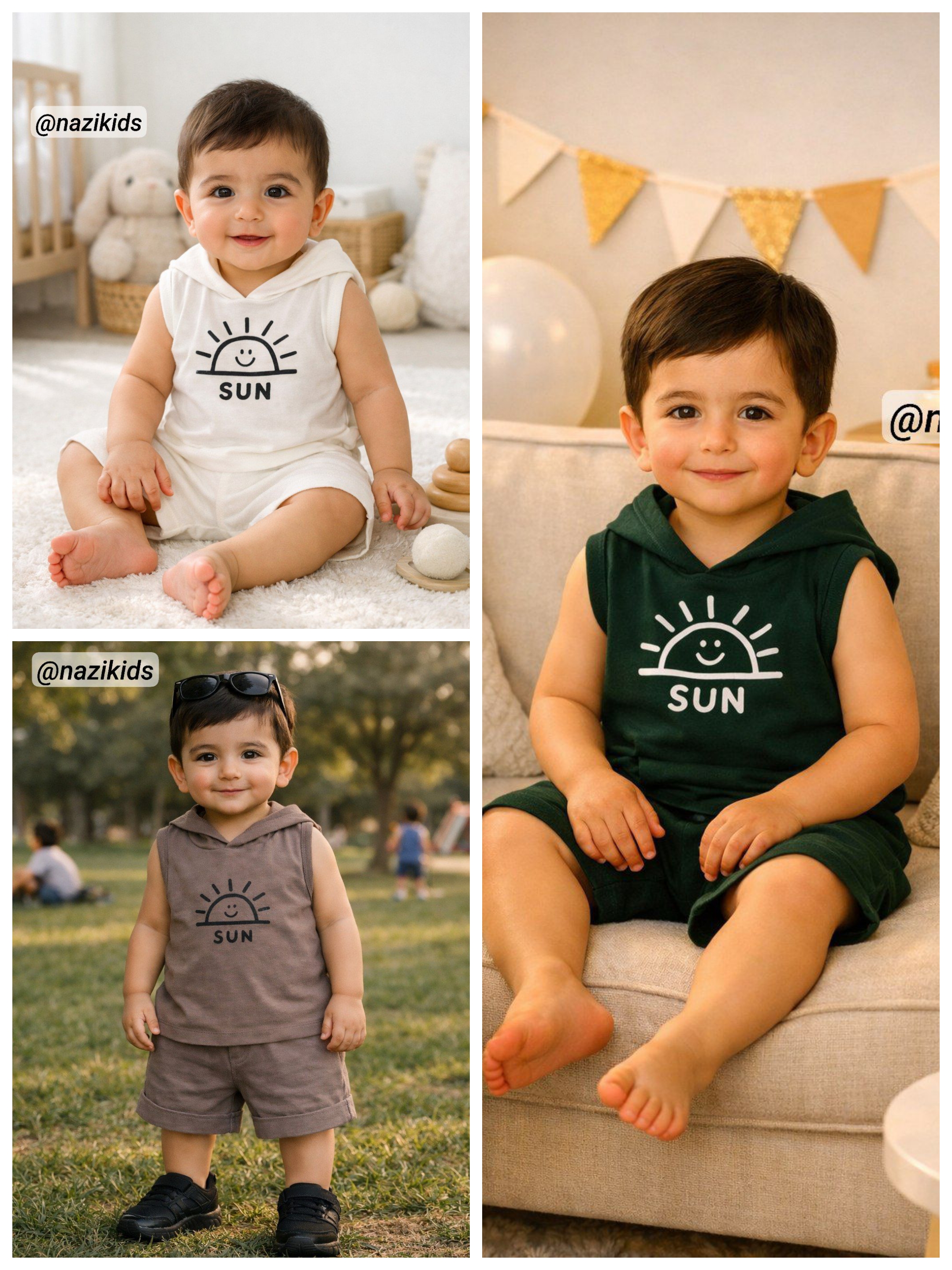 🌞ست دوتیکه تاپ کلاهدار و شلوارک sun🌞
