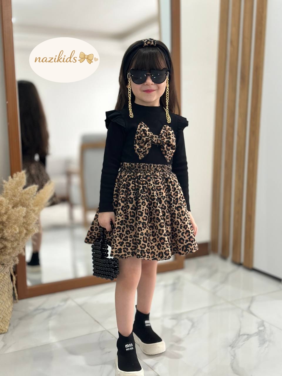 🎀ست بلوز دامن پاپیون پلنگی🎀